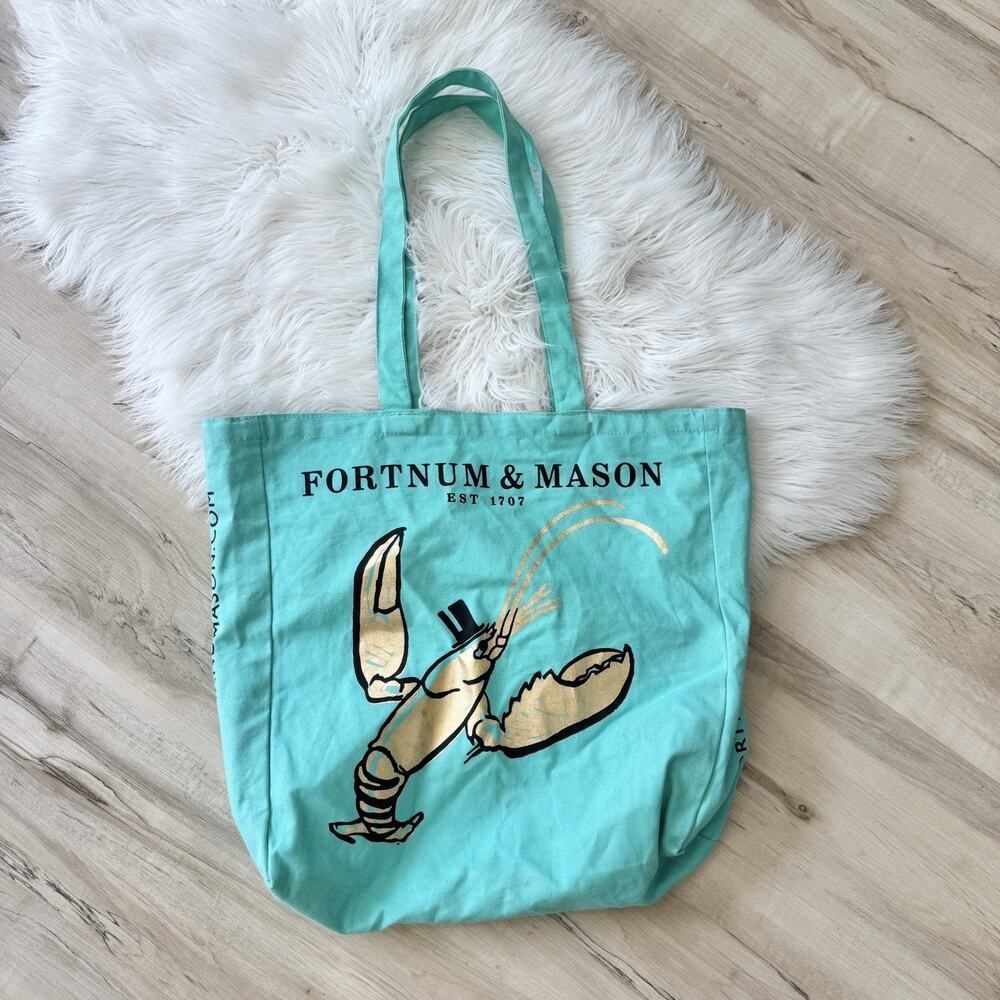 Fortnum & Mason Lobster Bag for Life canvas Teal CP